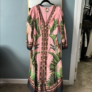 FARM Rio Pink and Green Long Sleeve Dress